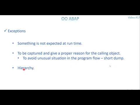 Video 17: OO ABAP - Exceptions Part 1