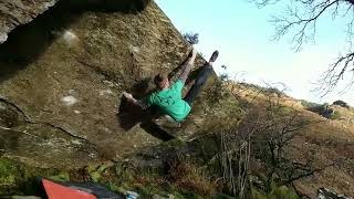 Video thumbnail of Ride the Wild Smurf, 7C+/8A. Rhiw Goch