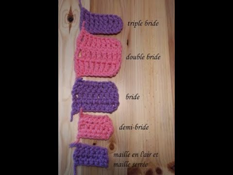 Cours au crochet : Maille en l'air, Maille serrée, Demi bride, Bride, Double bride, Triple bride