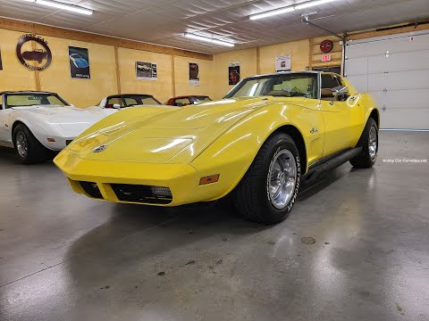1974 Bright Yellow Corvette Saddle Interior For Sale Video