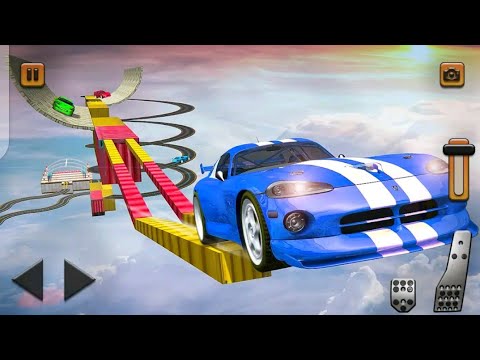 impossible stunt car tracks 3d: blue car driving stunts levels 14 & 15 - android gameplay 2022
