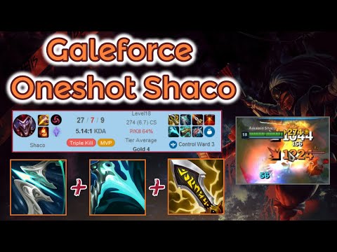 Galeforce 100% Crit Shaco Oneshot Build - 6s Nash [League of Legends] Full Gameplay - Infernal Shaco