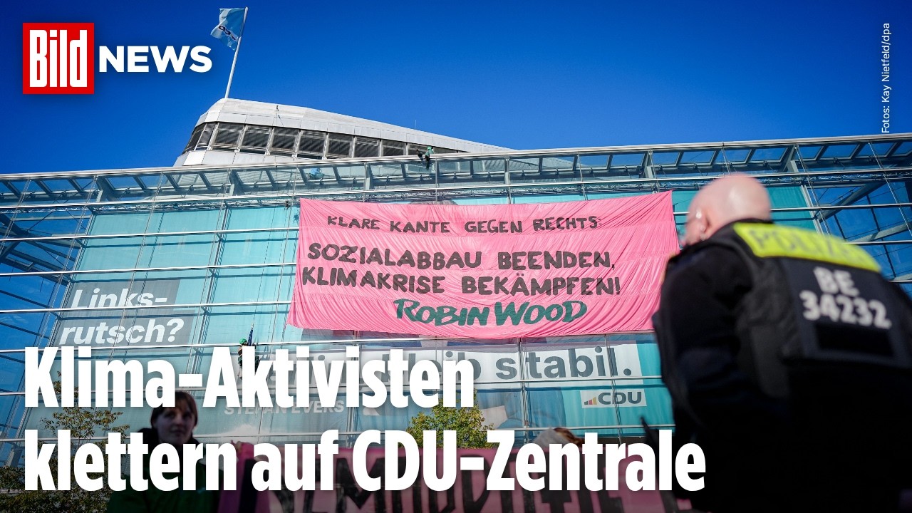 ALARM AM ADENAUER-HAUS: „Robin Wood“-Klima-Aktivisten besetzen Dach, Polizei rückt an