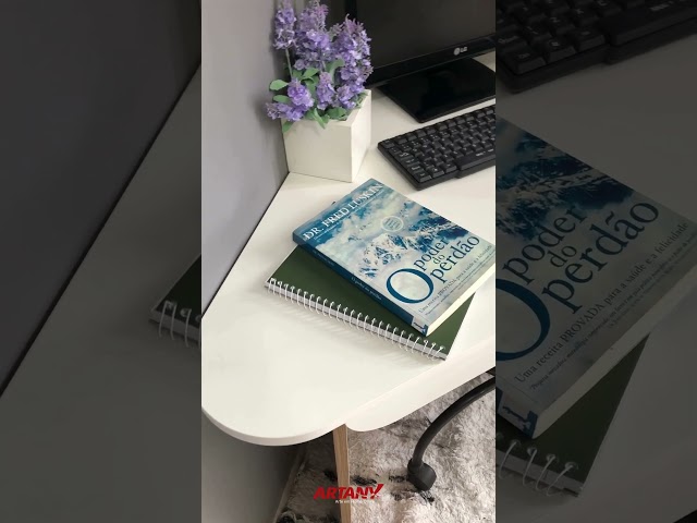 Mesa Escrivaninha Trend de Canto 1 Gaveta Olmo/Branco - Artany