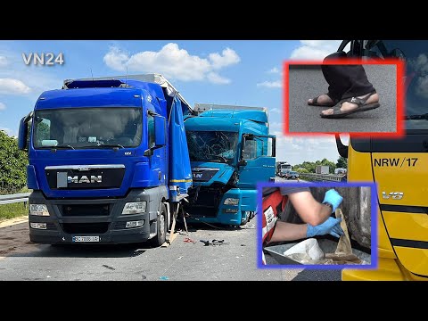 02.06.2022 - VN24 - Zwei LKW der gleichen Spedition prallen am Stauende aufeinander