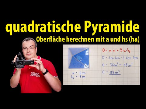 Square pyramid - calculate surface area (with a and hs) | Lehrerschmidt - simply explained