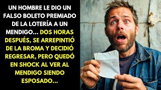 UN HOMBRE LE DIO UN FALSO BOLETO PREMIADO DE LA LOTERÍA A UN MENDIGO... DOS HORAS DESPUÉS...