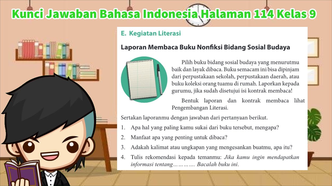 Answer Key for Indonesian Language Class 9 Page 114 Literacy Activities