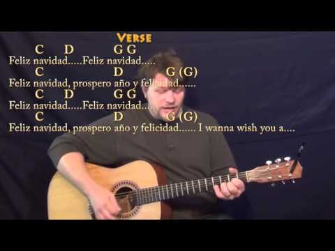 Feliz Navidad (Christmas) Strum Guitar Cover Lesson in G with Chords/Lyrics - G C D Em