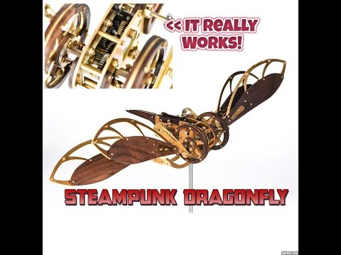 Steampunk Mechanical Mystery Dragonfly DIY Metal Wooden 3D Aircraft Moving Model Kit Review DaVinci