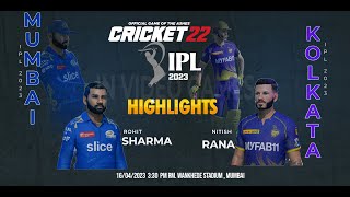 MI vs KKR - Mumbai Indians vs Kolkata Knight Riders - IPL 16 Match Highlights Cricket 22 Gameplay