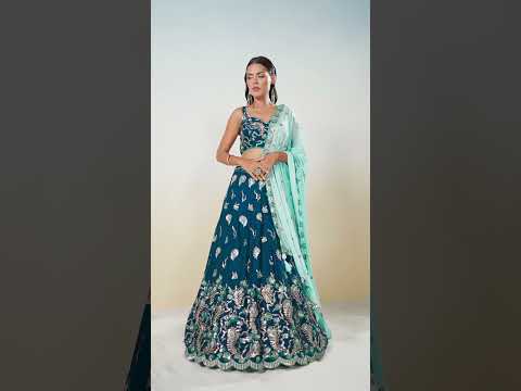 Teal Pure Georgette with heavy Sequins embroidery Semi-Stitched Lehenga choli & Dupatta