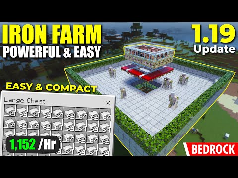 1.19+ Easy (NEW) IRON FARM (1,152 Iron /Hr) - Minecraft Bedrock