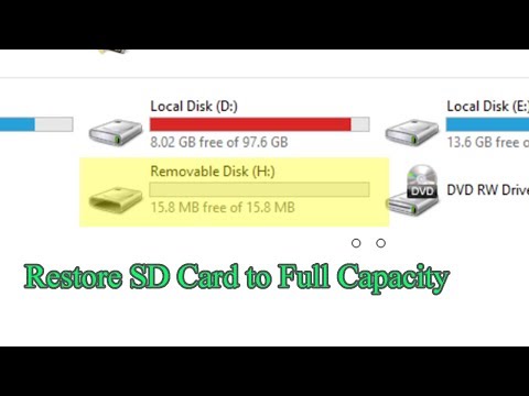 How to restore sd card to original size