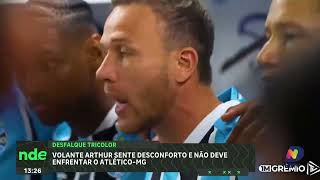 Grêmio perde Arthur para duelo contra o Atlético-MG