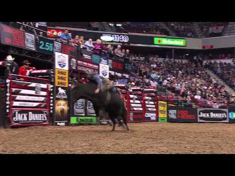 WRECK: Harve Stewart comes down hard off of Bobby  (PBR)