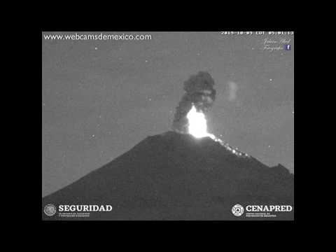 October 9, 2019, ~ Strombolian Lava Fountain (Real-Time) ~ Popocatepetl Volcano, Mexico