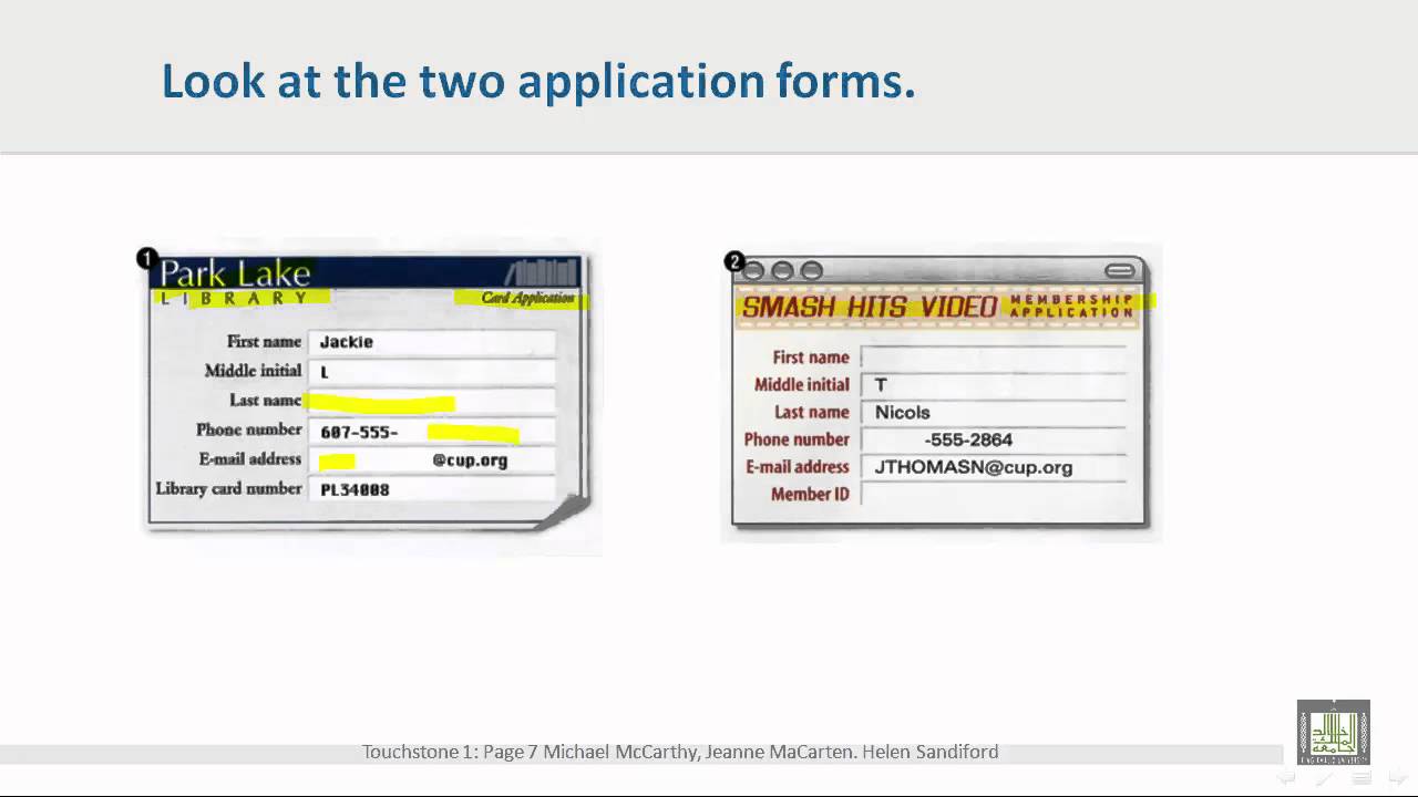 Writing | U1-L3 |  Completing an application form