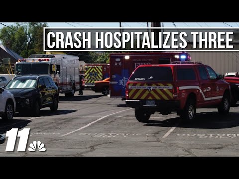 Car crashes into Grand Junction building, three injured