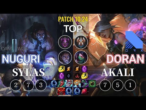 DWG Nuguri Sylas vs DRX Doran Akali Top - KR Patch 10.24