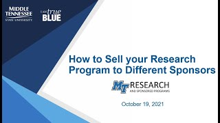How to Sell your Research Program to Different Sponsors_MTSU/ORSP