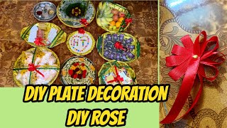 Plate Decoration for Functions from scratch to finish| DIY Rose| Simple Thamboolam Thattu Ideas