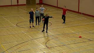 Layups 2 – pass, cut and layup drill with 3 stations for 1 pass, run & cut, 2 bounce pass to cut and 3 rebound. Move between stations