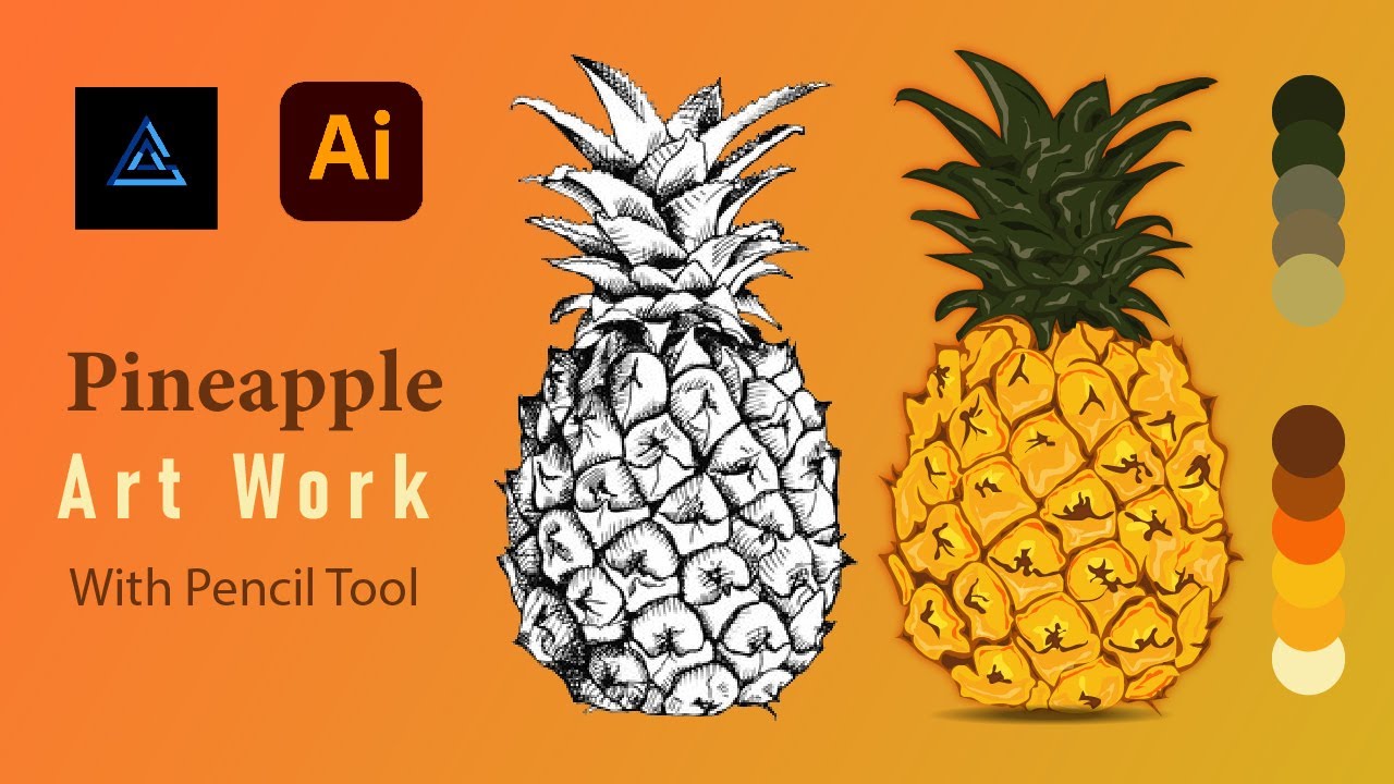 How to Create Easy Vector Pineapple In Adobe Illustrator cc | Adobe Illustrator Tutorial