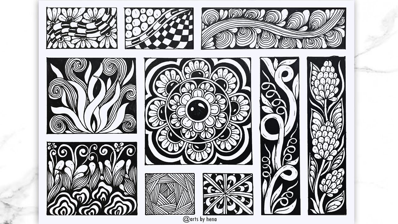 10 Zentangle Pattern For Beginners | 10 Mandala Pattern | 10 Doodle Pattern | Zen-doodle