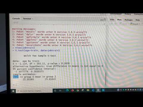Mittelwertvergleich t-Test (Welch) mit R