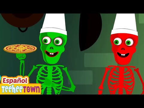 Fiesta de Pizza Halloween – Esqueletos en la Cocina 🍕💀 | Canciones Espeluznantes | Pueblo Teehee