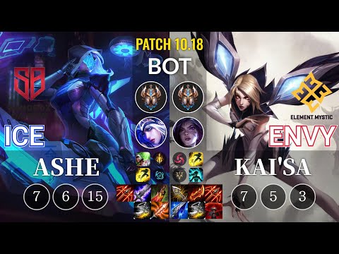 SB Ice Ashe vs EM Envy Kai'Sa Bot - KR Patch 10.18