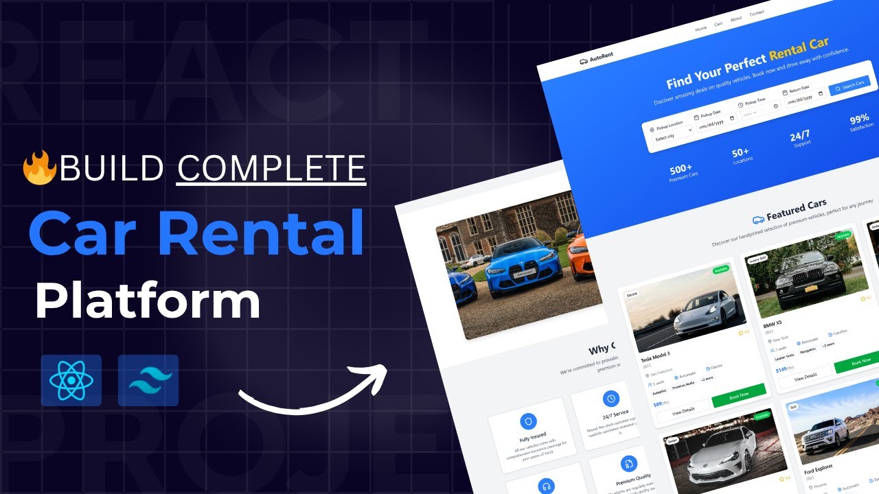 Build and Deploy a COMPLETE Car Rental Website Using React JS