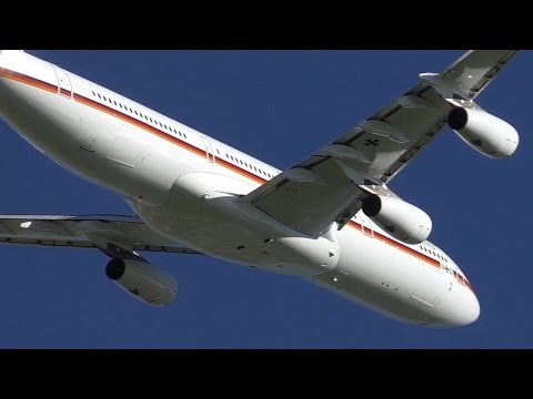 German Air Force A340-313 [16+02] Taxi and Takeoff from Calgary Airport ᴴᴰ