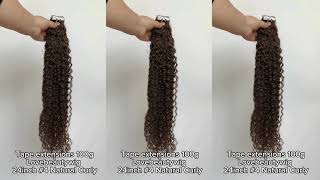 lovebeautywig | 24inch Dark Brown Natural Curly Tape Extensions #tapeins #curlyhairextensions