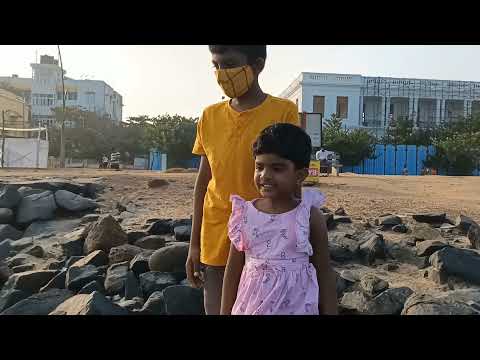 sancia with her brother salvin at Pondicherry beach road today on 05-01-22