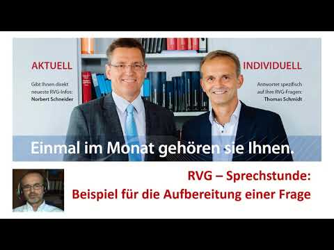 RVG Sprechstunde: Vorstellung "RVG Fragen & Antworten" mit Dipl.-Rechtspfleger Thomas Schmidt