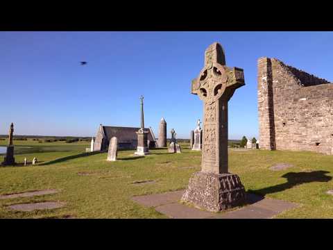 Clonmacnoise Monastery in County Offaly, Ireland on the River Shannon