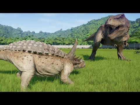 Sauropelta(Modified) VS T-Rex, Spinosaurus, Indominus Rex and More - Jurassic World Evolution