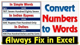 Convert Number to Words in Excel 2010,2013 & 2016 Without using Macro Code | Spell Number in excel ✔