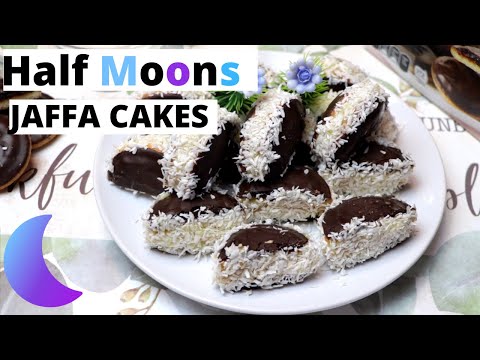 HALF MOONS WITH JAFFA CAKES/DONE IN 5 MINUTES NO BAKING!!! EASY,CHEAP AND DELICIOUS .