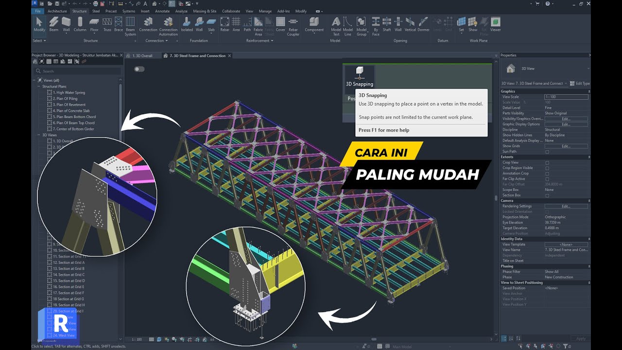Tutorial Revit Jembatan Rangka Baja part 3 | Pemodelan Struktur Rangka Baja Jembatan