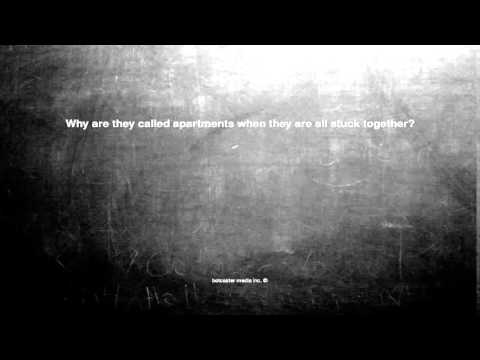 YouTube video about: Why are they called apartments when they are stuck together?