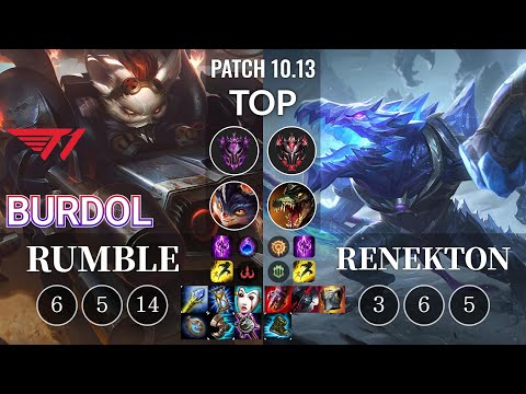T1 Burdol Rumble vs Renekton Top - KR Patch 10.13