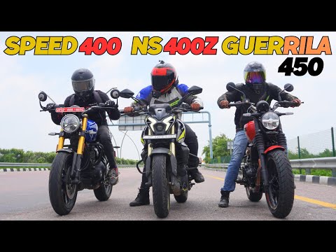 Royal Enfield Guerrilla 450 vs Triumph Speed 400 vs Pulsar NS400Z Drag Race 🔥🔥 | Triple Battle |