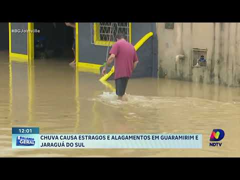 Chuva causa estragos e alagamentos em Guaramirim e Jaraguá do Sul
