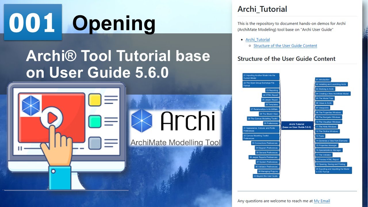 Archi (ArchiMate Modeling) Tool Tutorial 001 - Opening and Introduction