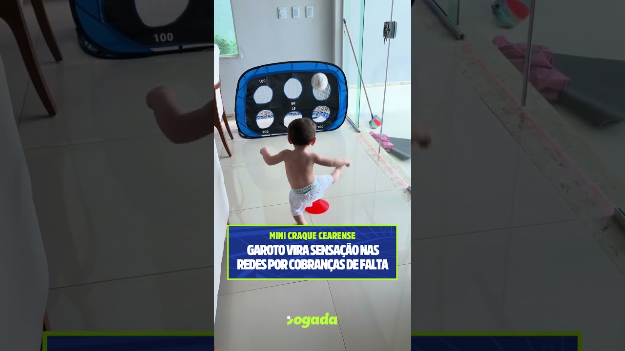 Imagem da notícia Mini craque cearense vira sensação nas redes socias por cobranças de falta