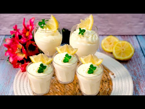 Delizioso Dessert Cremoso al Limone in 5 Minuti! | Ricetta Senza Uova | Mousse al limone.