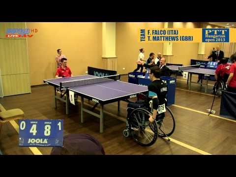 Para Table tennis Open 2013 Eger - F. Falco ITA vs. T. Matthews GBR wheelchair team match